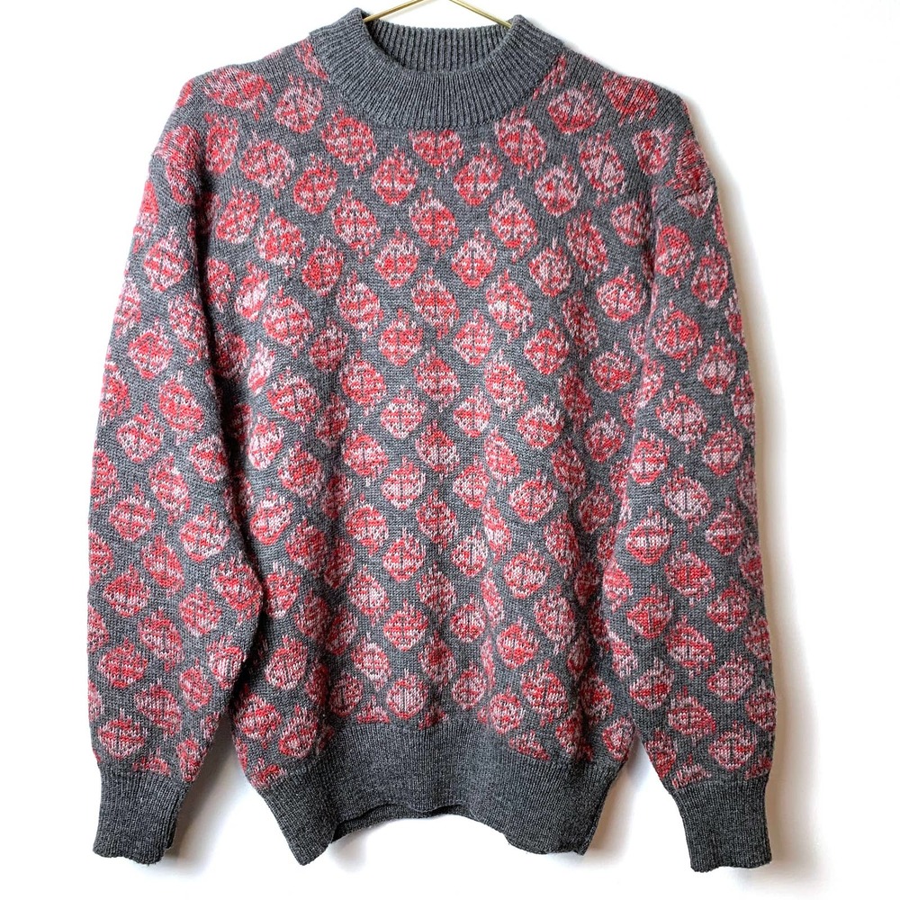 Vintage 90s Bonwit Teller for Men Geometric Wool Crew Neck Sweater